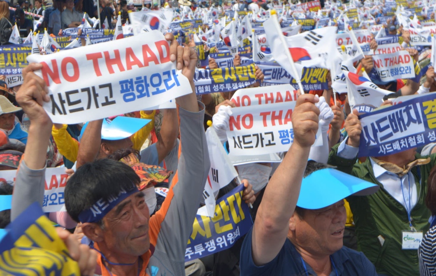 Manifestación contra el THAAD en Corea del Sur