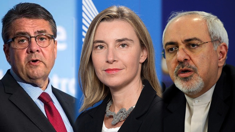 Sigmar Gabriel, Federica Mogherini y Muhammad Yavad Zarif
