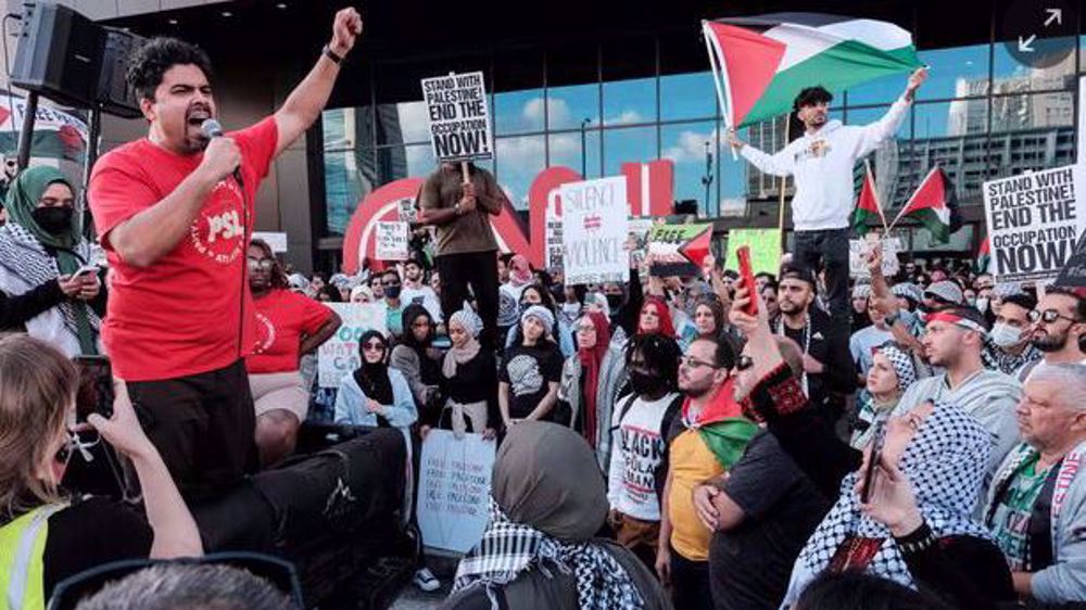 Manifestación pro-palestina ante la sede de la CNN en Atlanta