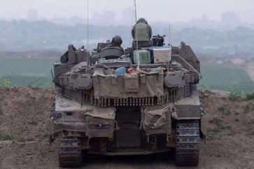 Tanque israelí en el norte de Gaza