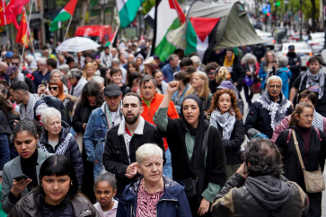 Manifestación en Nueva York contra el genocidio israelí en Gaza