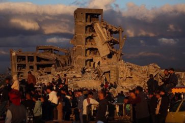 Edificios destruidos en el campo de Nuseirat, en Gaza